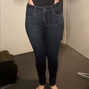 American Eagle dark wash, high-waisted jeans